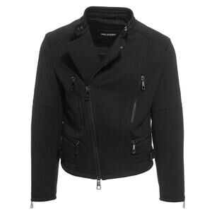 New NEIL BARRETT Wool  Black Jersey Moto Jacket XL Men's